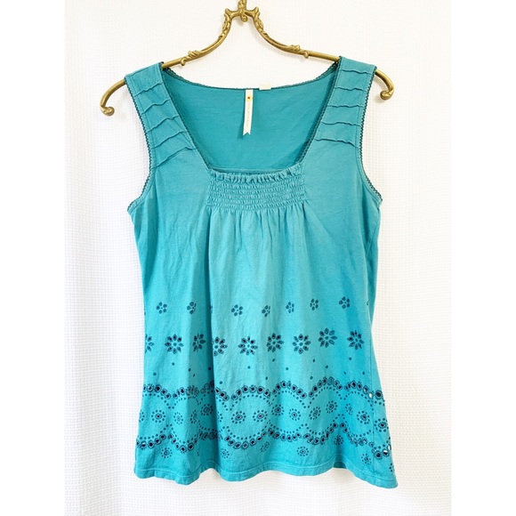 🌸2/$30 Anthropologie teal square neck tank top